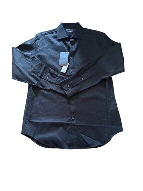 Tommy Hilfiger Mens Slim Fit Black Dress Shirt 15-15.5 Neck 32-33 Sleeve 100% Co